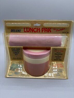 Vintage Pink Thermos Lunch Kit NOS Deluxe Lunch Pak w/ Bag 1970s Sealed Pentapco